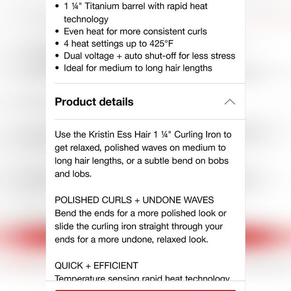 Kristen Ess 1 3/4 Titanium Curling Iron - Picture 6 of 9